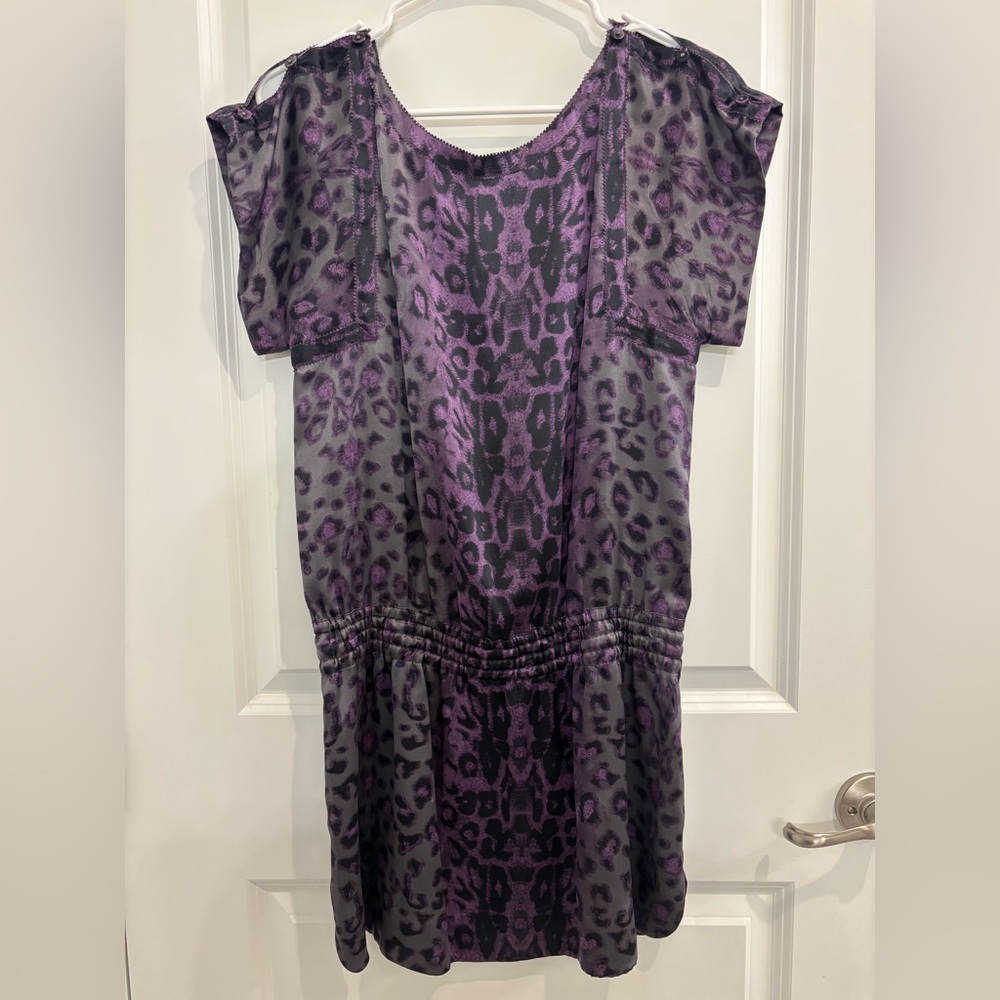 Rebecca Taylor Purple and Gray Patterned Dress